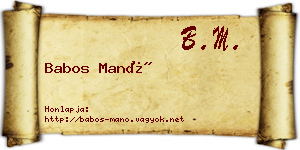 Babos Manó névjegykártya